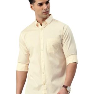 majestic man men's cotton slim fit solid casual shirt